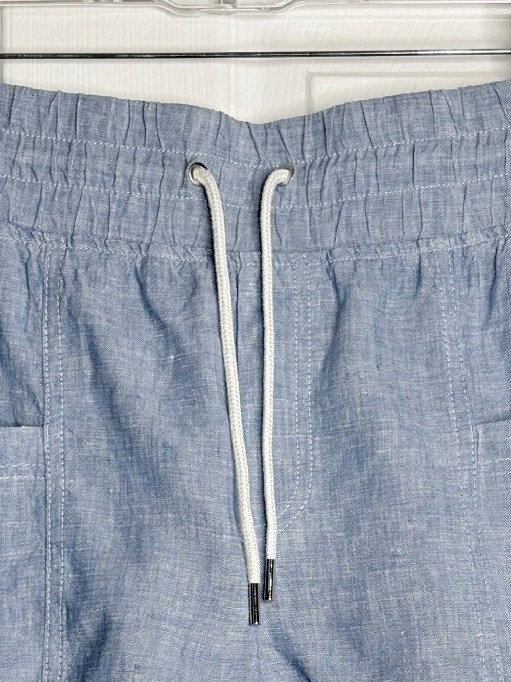Athleta Cabo Linen Shorts Light Blue Size 14 Drawstring - Picture 4 of 9